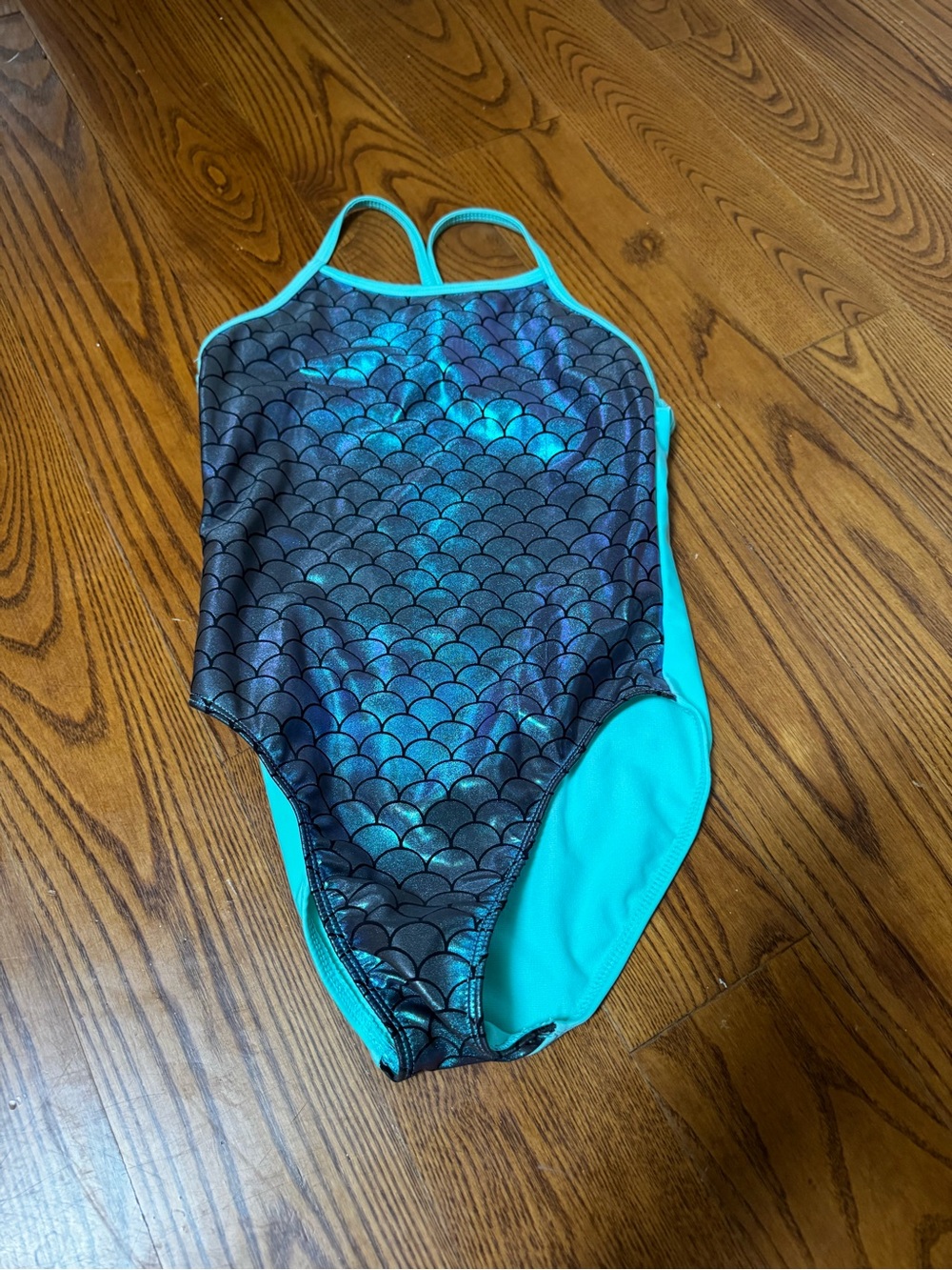 George Teal & Iridescent Blue Mermaid-Scale One-Piece Swimsuit